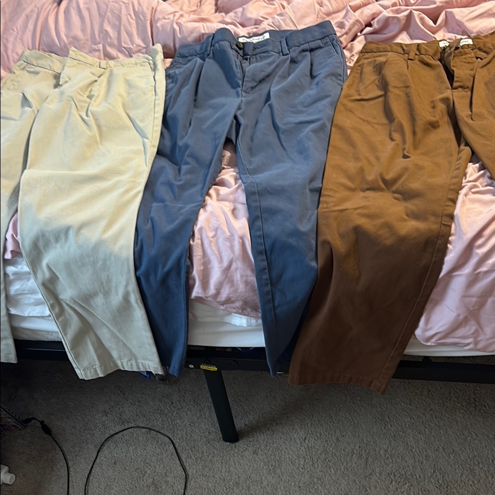 3 pairs Amazon essentials pleated khakis